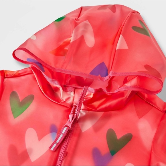 Cat & Jack Pink Heart Raincoat - Picture 14 of 15